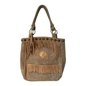Ed Hardy Tan Crossbody Bag with Fringe